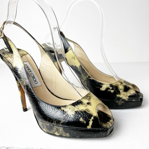 SZ 39 Jimmy Choo Peep Peep Toe Slingback Heels - Picture 7 of 10